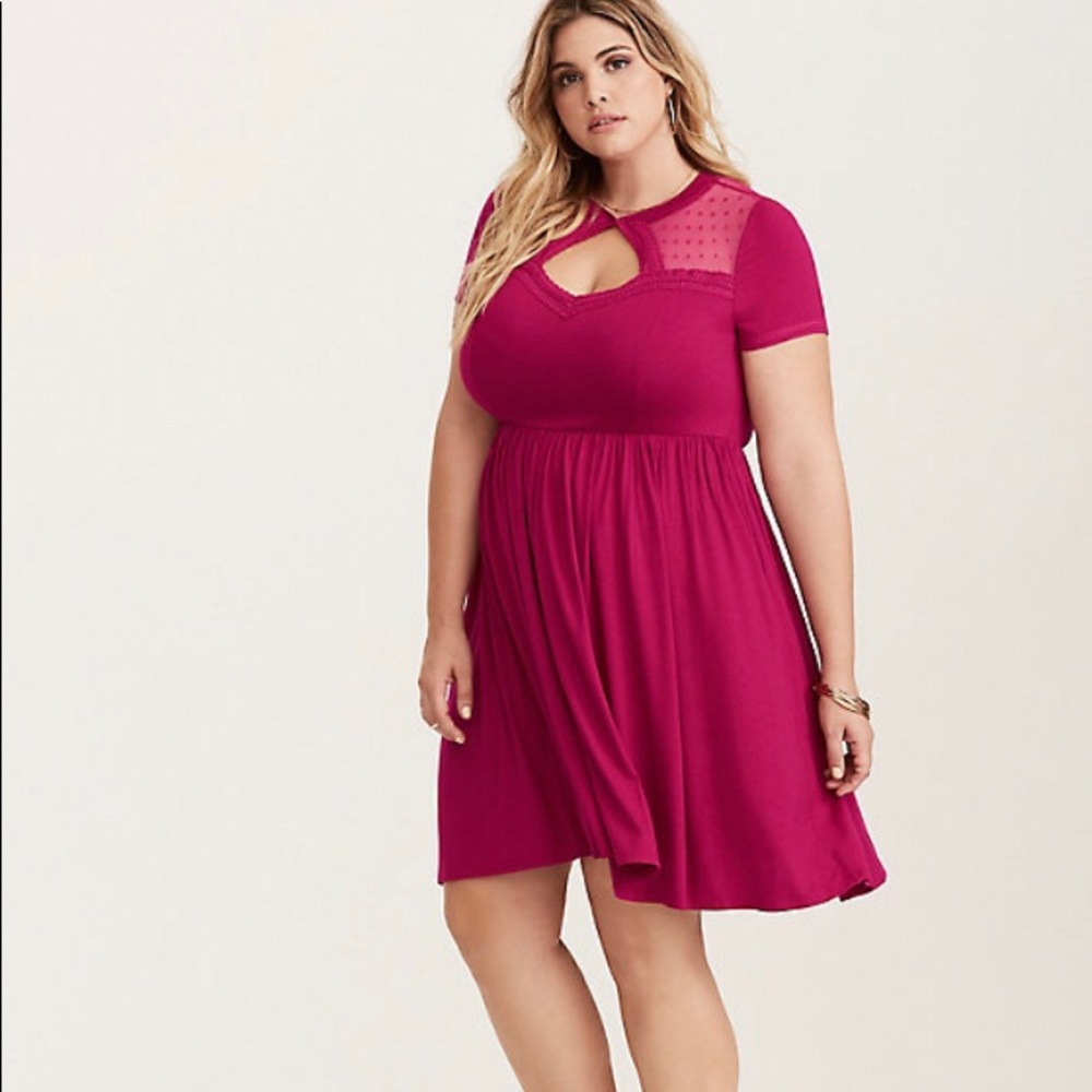 🦄 Torrid dark pink jersey knit dress 1X NEW
